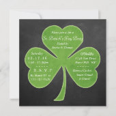 Chalkboard Kleeblatt St. Patrick's Day Party Einladung (Vorderseite)