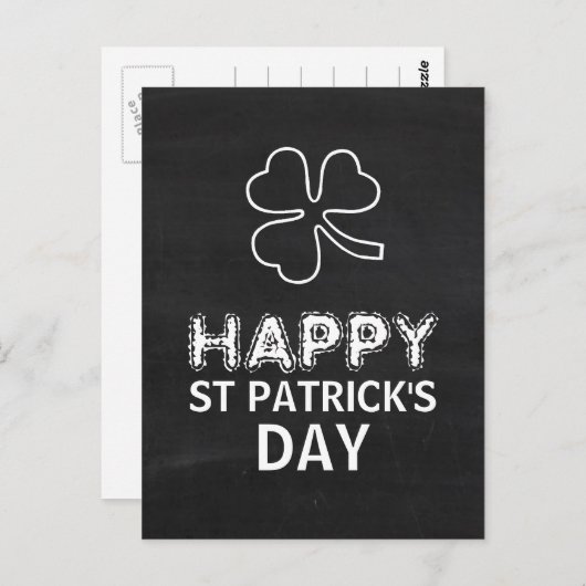 Chalkboard-Kleeblatt, St Patrick's Day Postkarte (Vorne/Hinten)