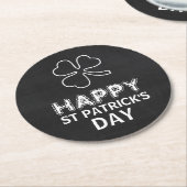 Chalkboard-Kleeblatt, St Patrick's Day Runder Pappuntersetzer (Angewinkelt)