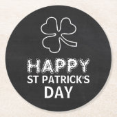 Chalkboard-Kleeblatt, St Patrick's Day Runder Pappuntersetzer (Vorderseite)