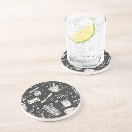 Chalkboard Küche Kunst Sandstone Getränkeuntersetzer (Seite)