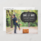 Chalkboard Label-Foto Save the Date Postkarte (Vorne/Hinten)
