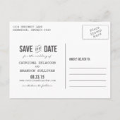 Chalkboard Label-Foto Save the Date Postkarte (Rückseite)