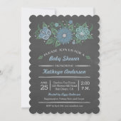 Chalkboard Lacy Mason Babydusche Es ist ein Junge Einladung (Rückseite)