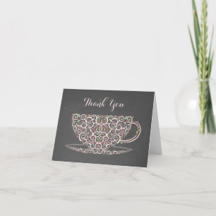 Chalkboard Lacy Teacup Tee Vielen Dank Note Card Dankeskarte