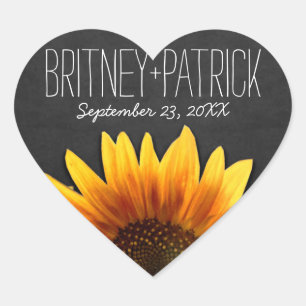 Chalkboard Land Rustikale Sonnenblumen Gastgeschen Herz-Aufkleber