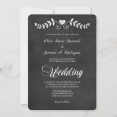 Chalkboard Laurel Leaf Herz Einladung Hochzeit (Vorderseite)