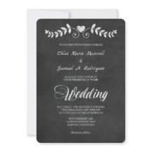 Chalkboard Laurel Leaf Herz Einladung Hochzeit
