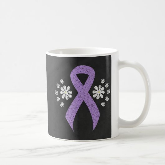 Chalkboard Lavendel Awareness Ribbon Kaffeetasse (Rechts)