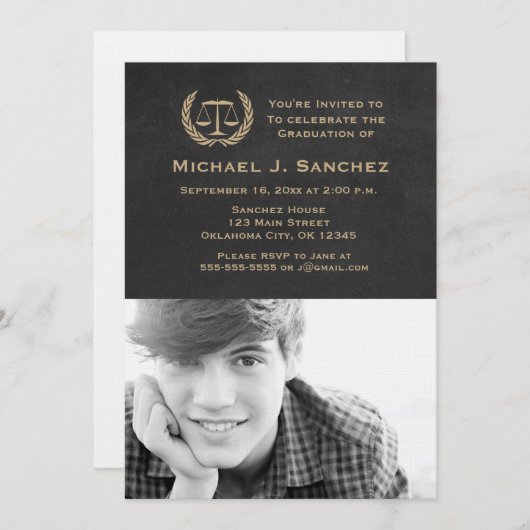 Chalkboard Law School Abschluss Einladung (Vorne/Hinten)