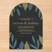 Chalkboard Leaf Wedding Acryleinladungen (Vorderseite)