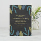 Chalkboard Leaf Wedding Einladung (Stehend Vorderseite)