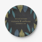 Chalkboard Leaf Wedding Pappteller (Vorderseite)