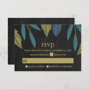 Chalkboard Leaf Wedding RSVP