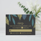 Chalkboard Leaf Wedding RSVP Karte (Stehend Vorderseite)