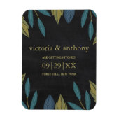 Chalkboard Leaf Wedding speichern das Datum Magnet (Vertikal)