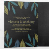 Chalkboard Leaf Wedding Suite Dreifach Gefaltete Einladung (Innen Erste Seite)