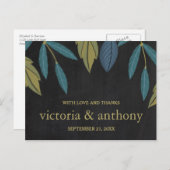 Chalkboard Leaf Wedding Vielen Dank Postkarte (Vorne/Hinten)