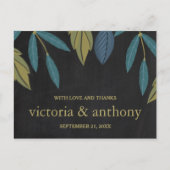 Chalkboard Leaf Wedding Vielen Dank Postkarte (Vorderseite)