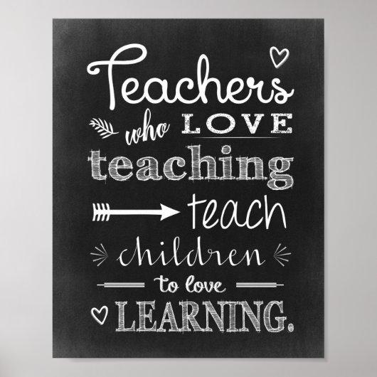 Chalkboard-Lehrer, die Liebe unterrichten Poster (Vorne)