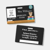 Chalkboard Lehrer ID Abzeichen mit District Siegel Ausweis (Front & Back)