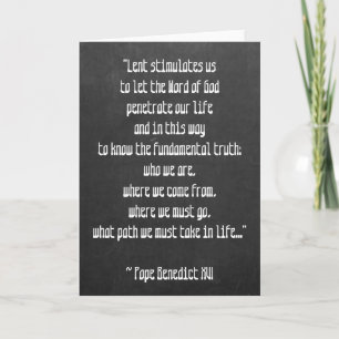 Chalkboard Lent Meaning Pope Benedict XVI Oster Feiertagskarte