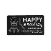 Chalkboard Leprechaun, St Patrick's Day Adressaufkleber (Vorne)