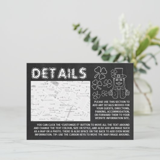 Chalkboard Leprechaun St Patrick's Day Detail Card Einladung (Stehend Vorderseite)