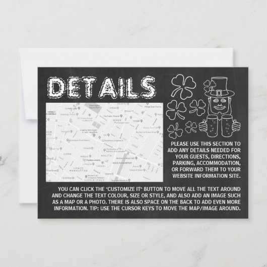 Chalkboard Leprechaun St Patrick's Day Detail Card Einladung (Vorderseite)