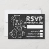 Chalkboard Leprechaun, St Patrick's Day Party UAWG RSVP Karte (Vorderseite)