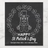 Chalkboard Leprechaun, St Patrick's Day Party Weinetikett (Einzelnes Label)