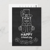 Chalkboard Leprechaun, St Patrick's Day Postkarte (Vorne/Hinten)