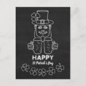 Chalkboard Leprechaun, St Patrick's Day Postkarte (Vorderseite)
