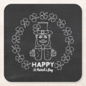 Chalkboard Leprechaun, St Patrick's Day Rechteckiger Pappuntersetzer (Vorderseite)