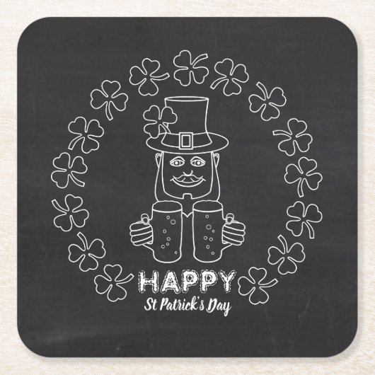 Chalkboard Leprechaun, St Patrick's Day Rechteckiger Pappuntersetzer (Vorderseite)