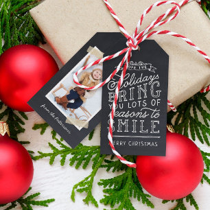 Chalkboard Lettering Holiday Foto Gift Tags Geschenkanhänger