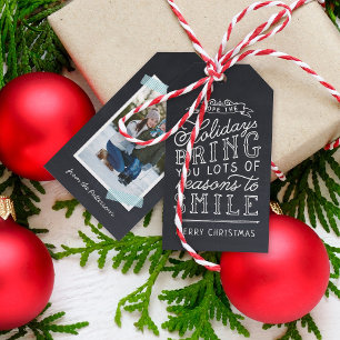 Chalkboard Lettering Holiday Foto Gift Tags Geschenkanhänger