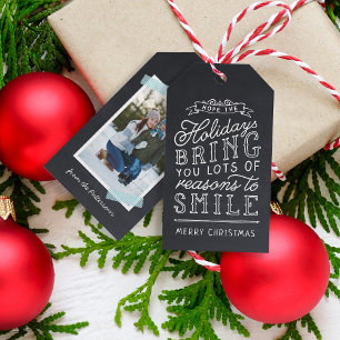 Chalkboard Lettering Holiday Foto Gift Tags Geschenkanhänger