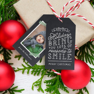 Chalkboard Lettering Holiday Foto Gift Tags Geschenkanhänger