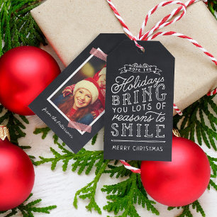 Chalkboard Lettering Holiday Foto Gift Tags Geschenkanhänger
