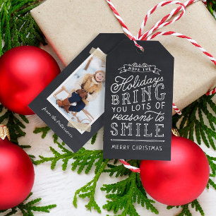 Chalkboard Lettering Holiday Foto Gift Tags Geschenkanhänger