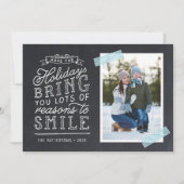 Chalkboard Letting Holiday Foto Card Feiertagskarte (Vorderseite)