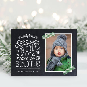 Chalkboard Letting Holiday Foto Card Feiertagskarte