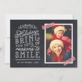 Chalkboard Letting Holiday Foto Card Feiertagskarte (Vorderseite)