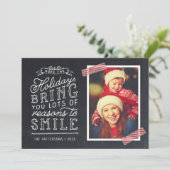 Chalkboard Letting Holiday Foto Card Feiertagskarte (Stehend Vorderseite)