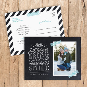Chalkboard Letting Holiday Foto Card Feiertagspostkarte