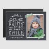 Chalkboard Letting Holiday Foto Card Magnetkarte (Vorne/Hinten)