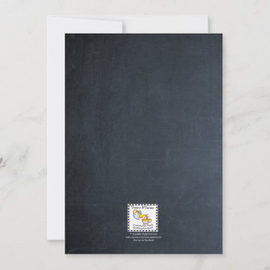 Chalkboard Leuchten Aquamarin Erste Kommune Einlad Einladung (Rückseite)