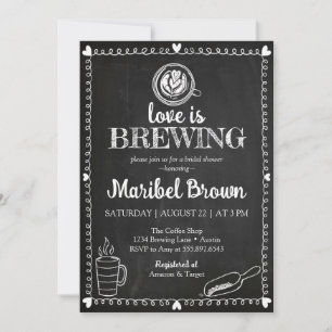 Chalkboard-Liebe braut Brautparty-Kaffee Einladung