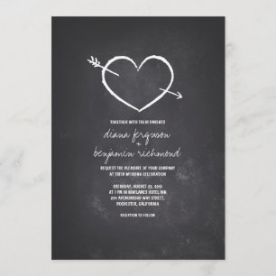 Chalkboard Liebe Herz rustikale Hochzeitseinladung Einladung